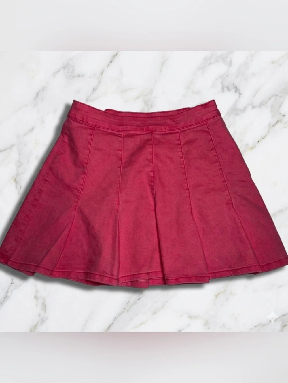 No Boundaries Y2K Hot Pink Denim Pleated Mini Skirt Juniors 11